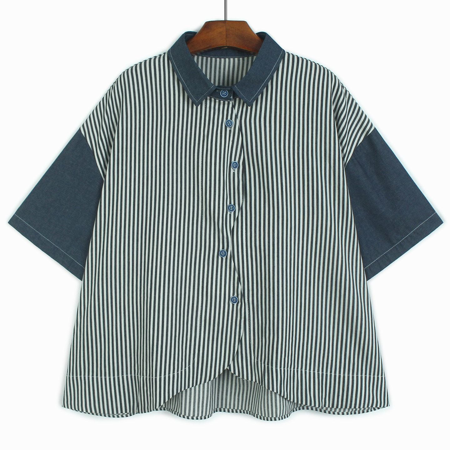 STRIPED DROP SHOULDER SHORT SLEEVE SHIRT M-17918