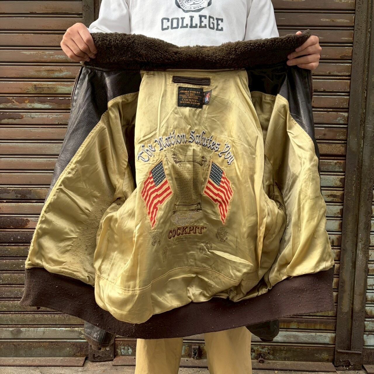 USA製 THE COCKPIT USNavy G-1レザー フライトジャケット ゴートスキン