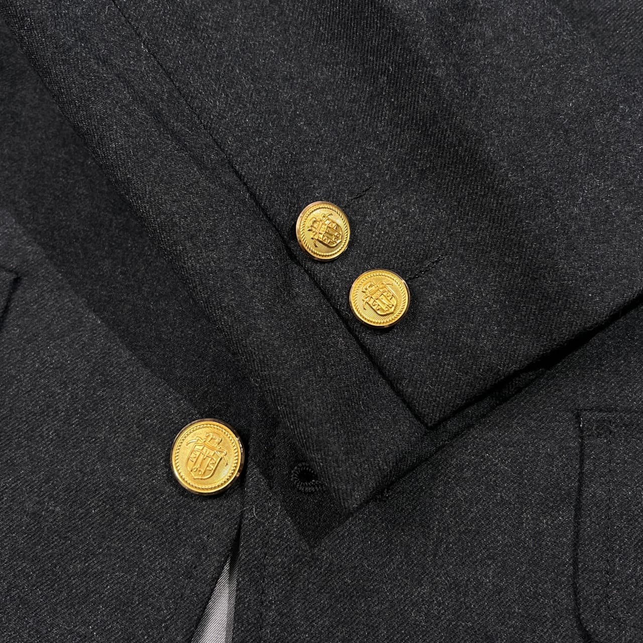 J.PRESS ジェイプレス 金ボタン 段返3B テーラードジャケット ブレザー 13号 XL /チャコールグレー/ビンテージ