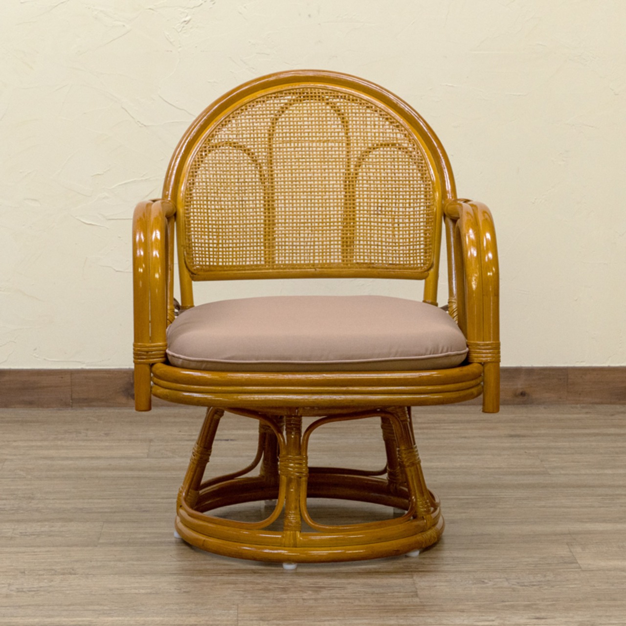 ラタン　回転座椅子　ミドルタイプ　BR/HN