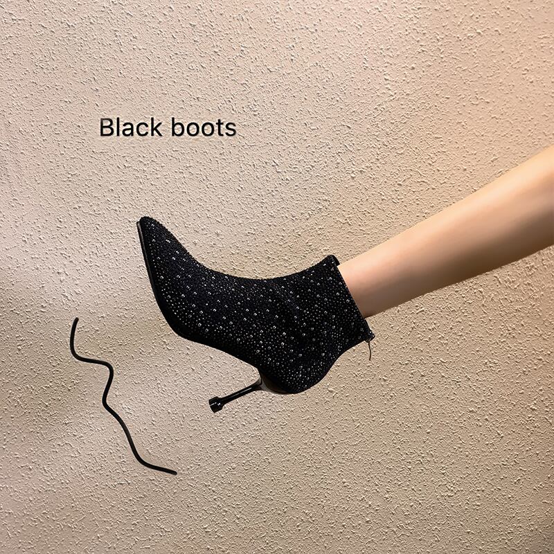 ショートブーツレディースウィンターレッドカジュアルソリッド カラーヒール ハイヒール 靴 シューズ 冬物 ソリッドカラー フェイクシューズ92142414994