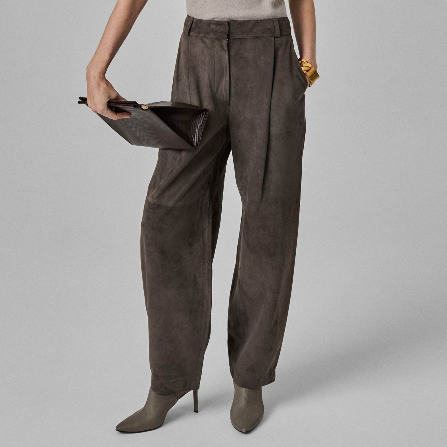 CO BALLOON SUEDE PANTS CHARCOAL