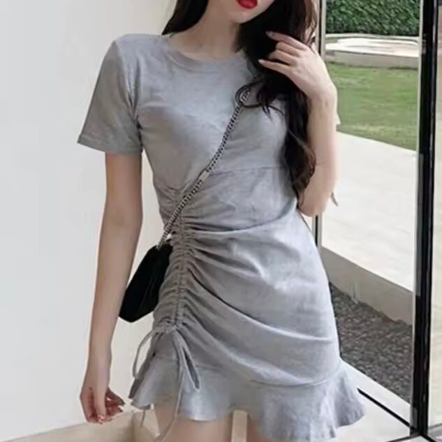 シャーリングTシャツミニワンピース