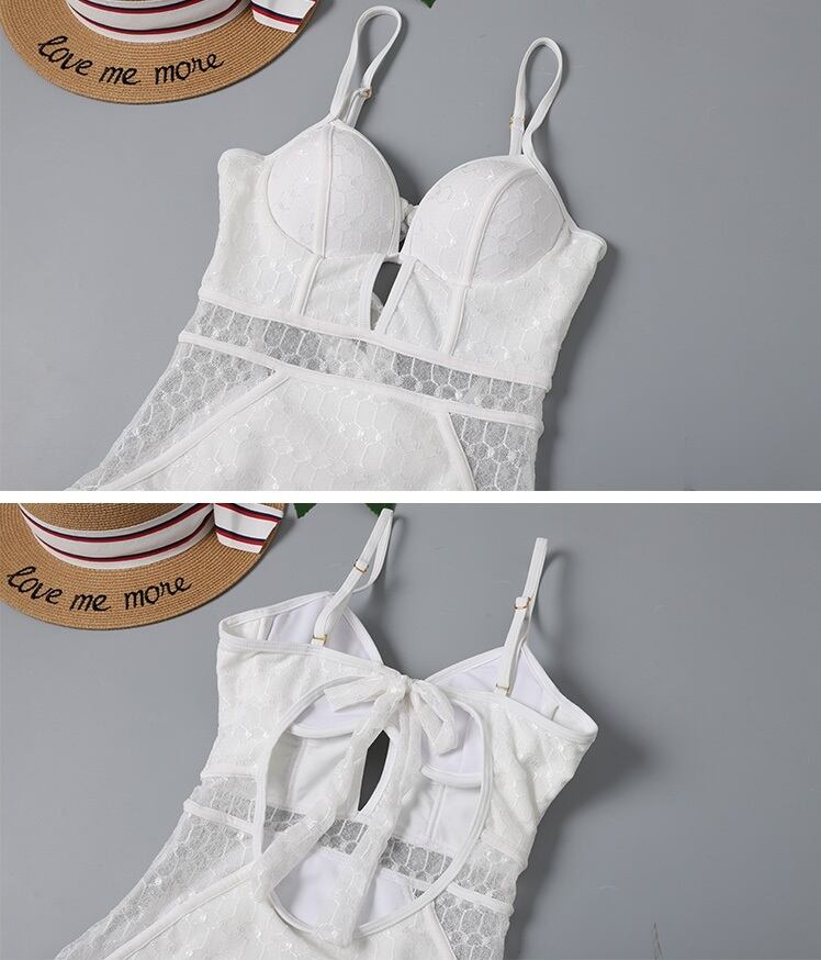 水着 ワンピース × 羽織り 2点セット ツーピース 三角 谷間魅せ