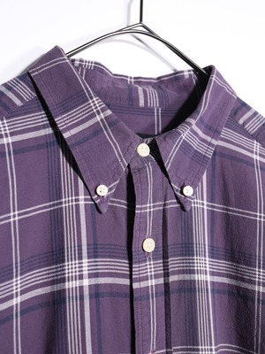 "Eddie Bauer" purple color block check over silhouette s/s shirt