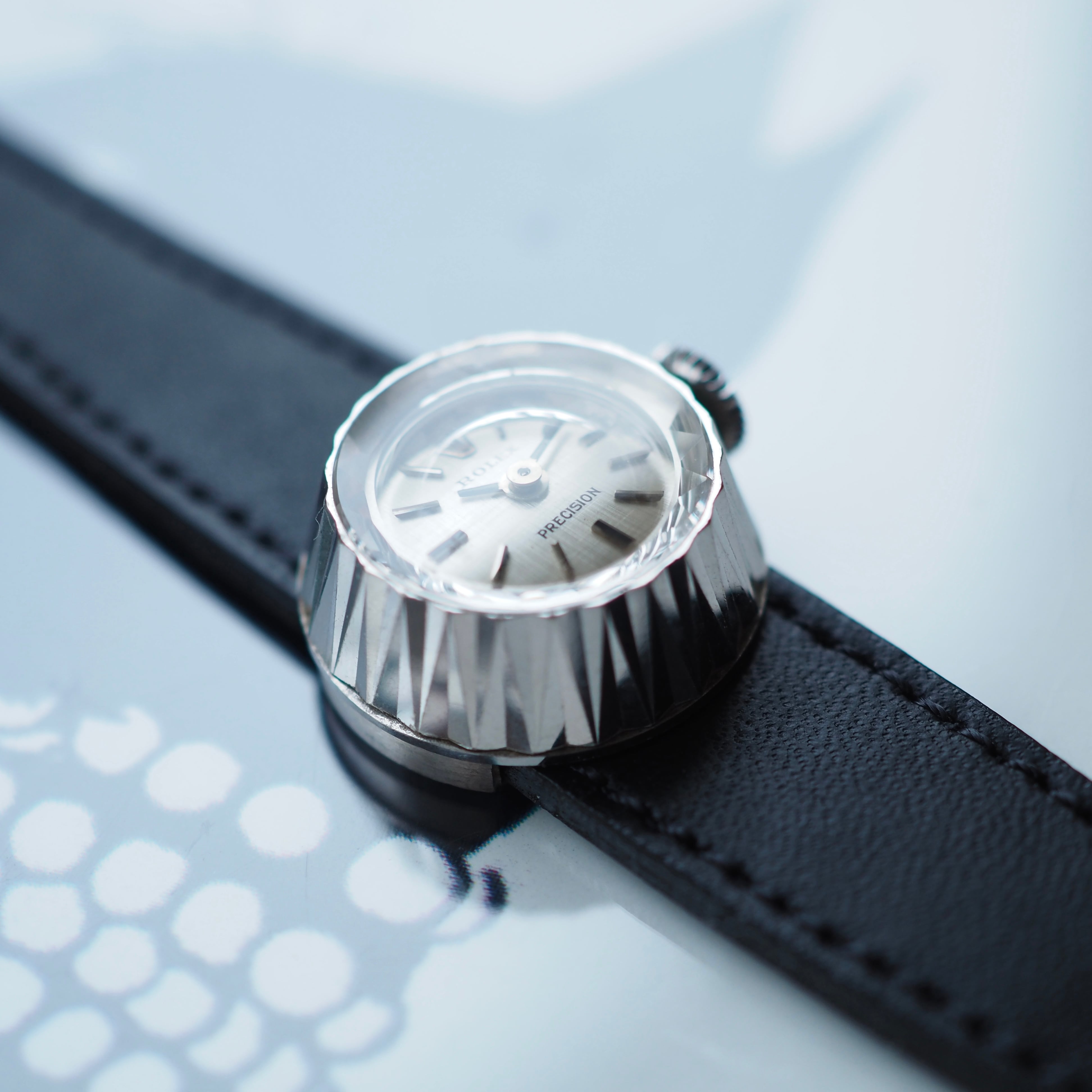 OH済 ROLEX ロレックス カメレオン K18WG ベルト4本 台形 カットガラス