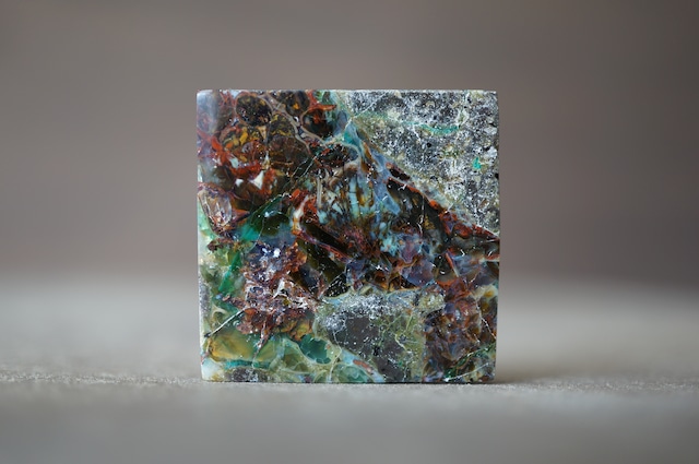 インドネシア産珪化木/クリソコラ/自然銅 Petrified Wood with Blue Opal and Native Copper 2034