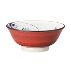 【2セット】三郷陶器 北斎富士 赤巻き 21cm 高台丼 美濃焼