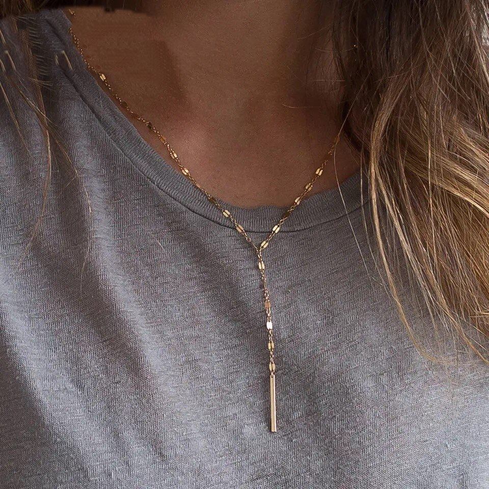 金アレ対応 花びらチェーンのロングネックレス (0236)