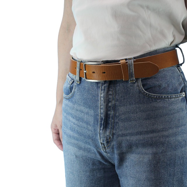 【栃木レザー バケッタ】本革ベルト 35mm幅　ピーピング ダイアグラム バックルベルト　｜日本製｜LOCAL WORKS