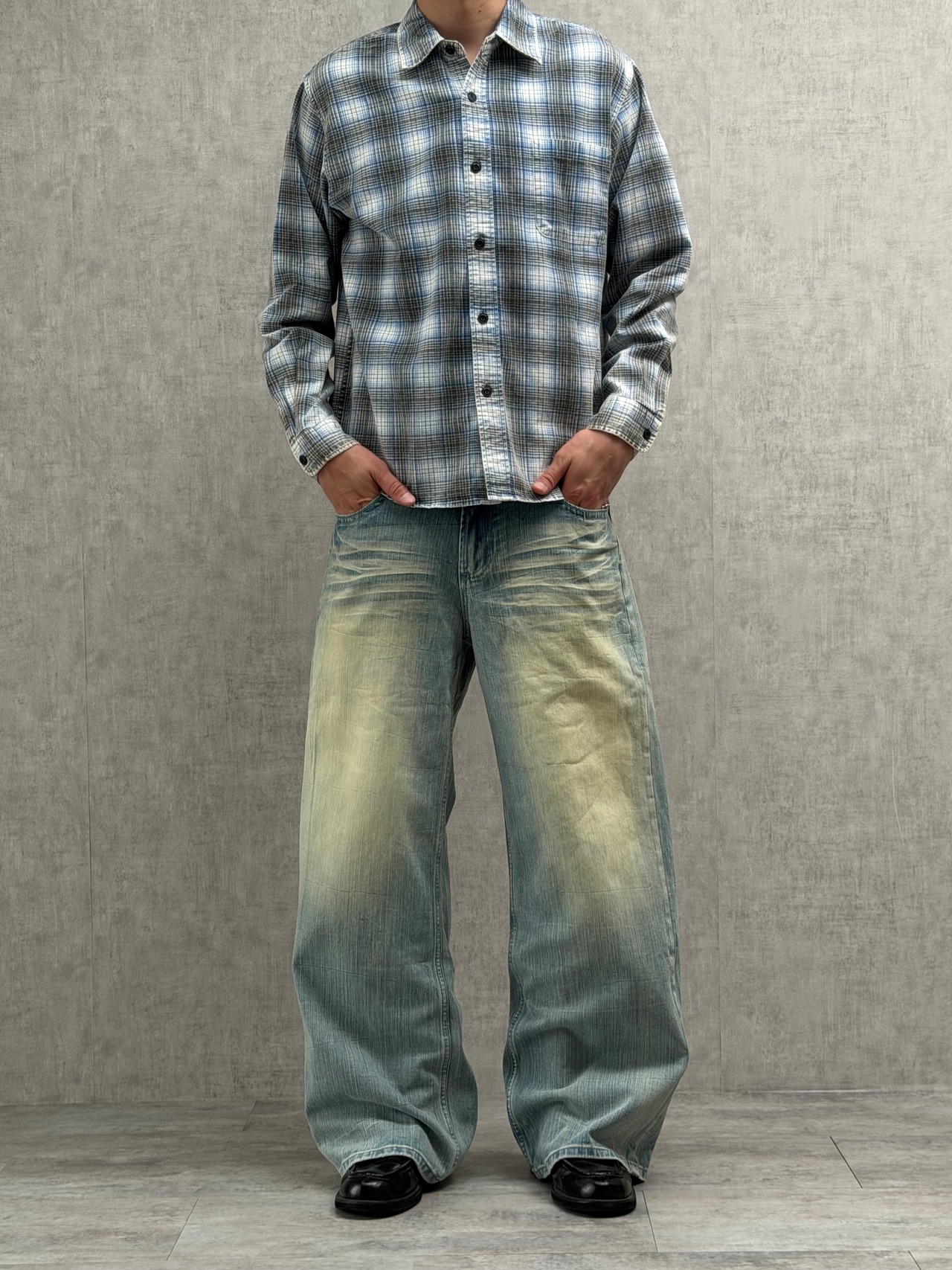 Yellow Blue Semi Wide Denim