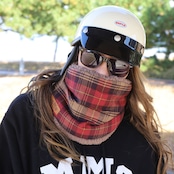 ROBIN NECK WARMER /タータンチェック(RED)&ブラウンファー