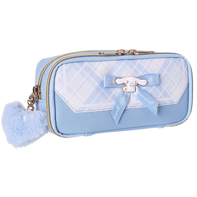 Z25214】シナモロール合皮チェックリボンプレート多機能ポーチ | AXCIS