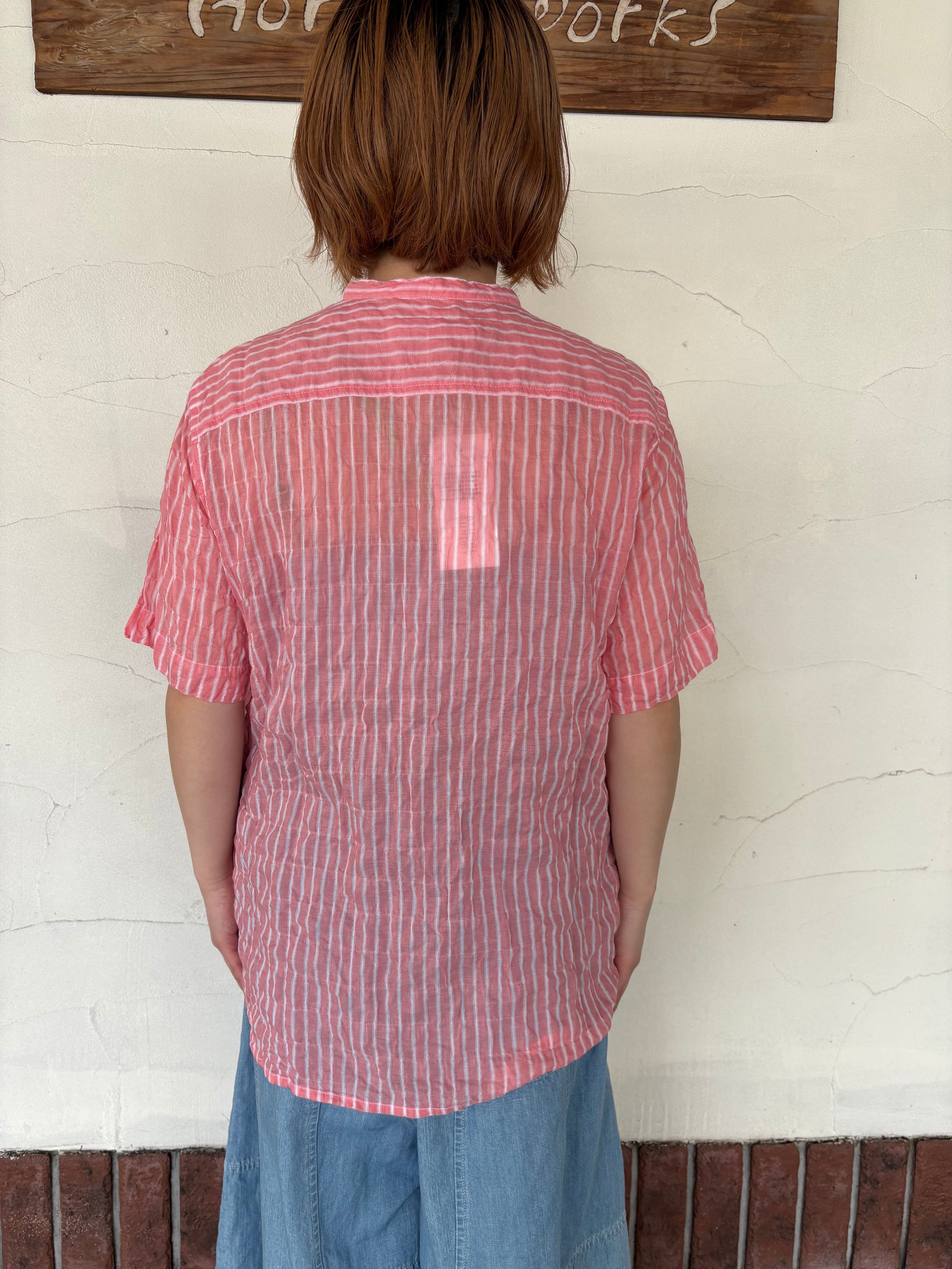 NATURAL LAUNDRY 先染シャーリング ファーマーシャツ NATURAL LAUNDRY] “シャーリング 前開きファーマーシャツ” | HORUS WORKS