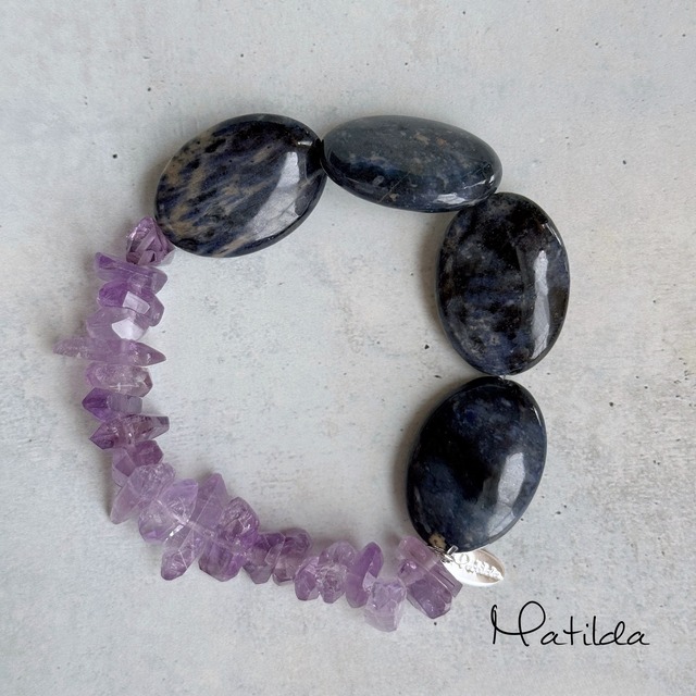bicolor bracelet（デュモルチェライト×アメジスト）