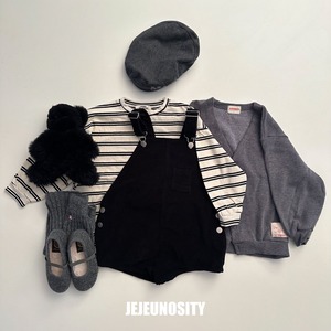 ［即納］jejeunosity corduroy short overalls black