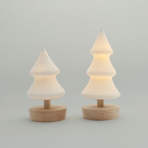 温かな光を灯す 半磁器のLED フロストツリー【S】