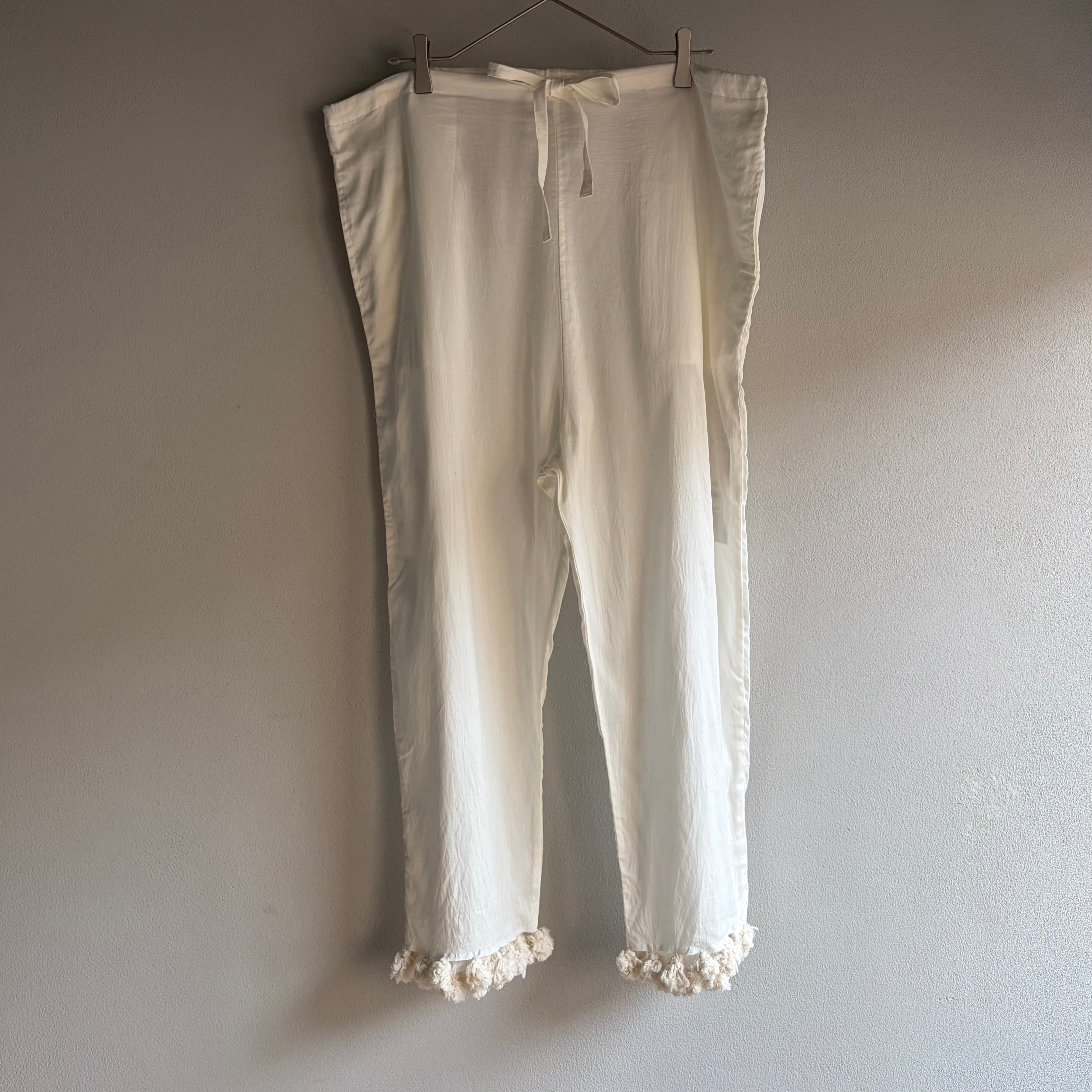 quitan/キタン EASY PJ PANTS Cotton Khadi with POMPOM /イージーPJパンツコットンカディーウィズポンポン #6140021