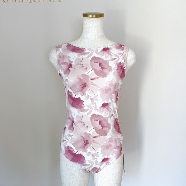 Watercolor Floral　ボートネック　バレエレオタード