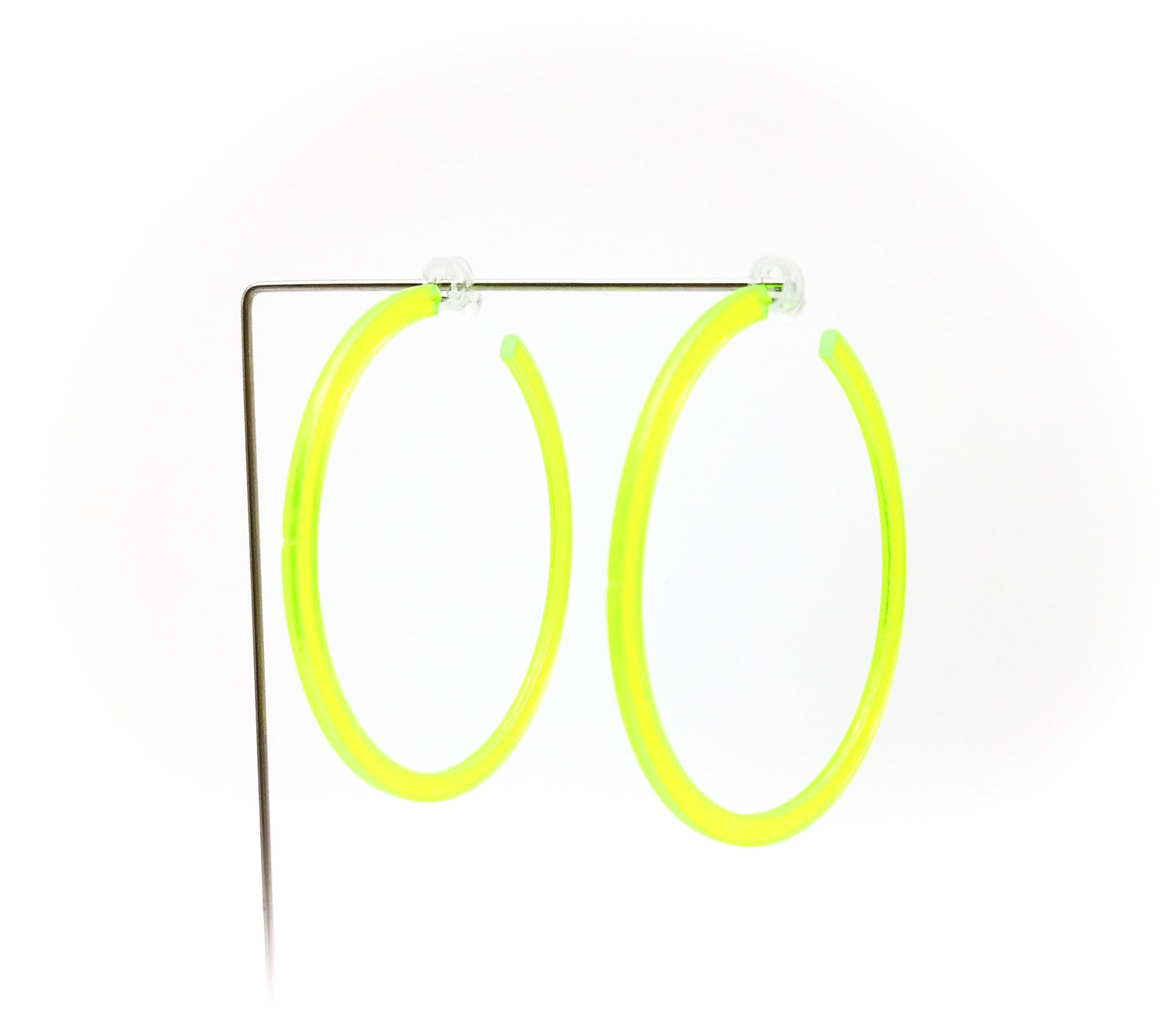 クリアフープピアス ネオンイエロー 蛍光 ネオンカラー ダンス クラブ イベント フェス 目立つ カラフル 軽い