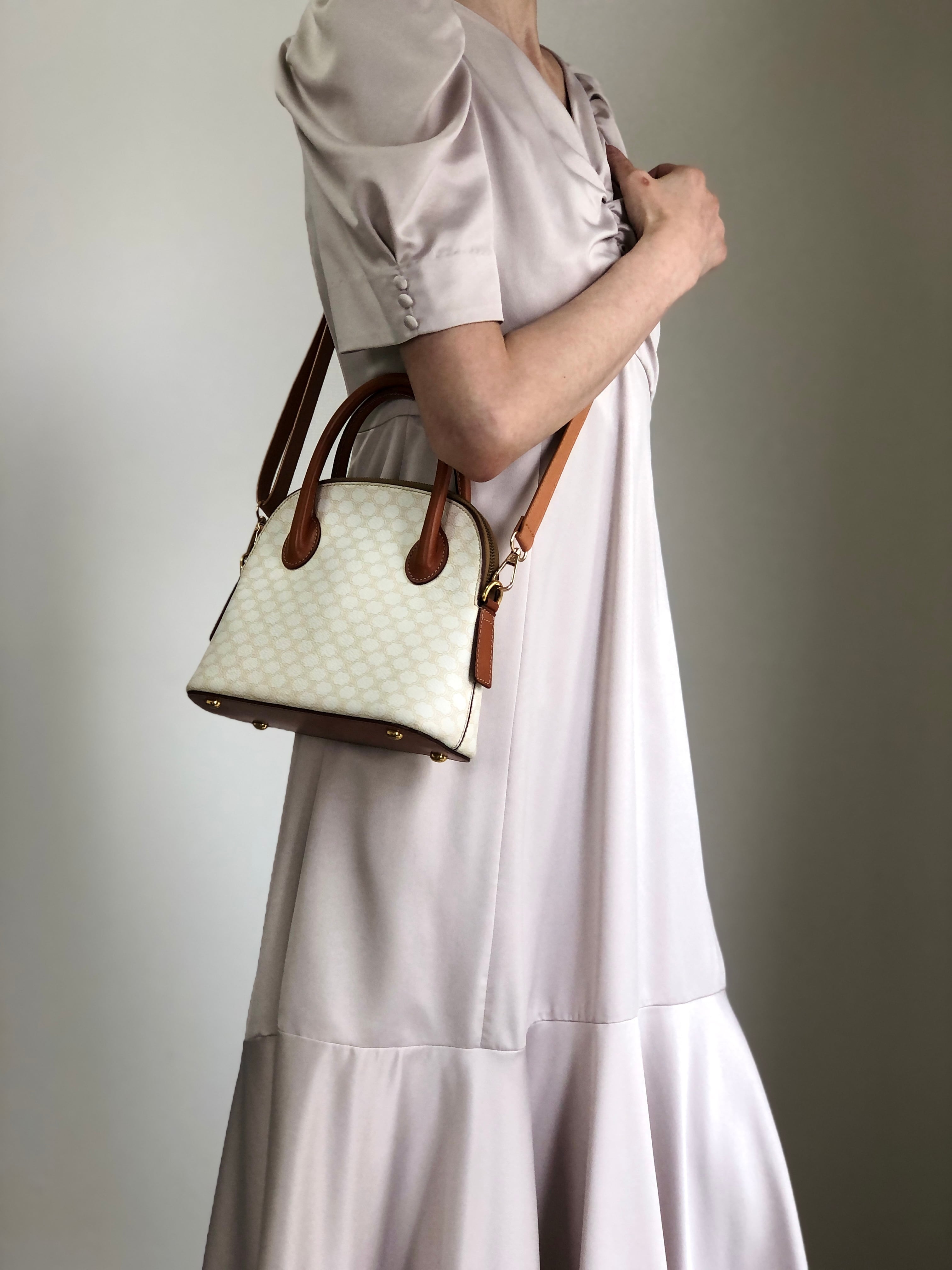CELINE セリーヌ マカダム ショルダーバッグ ホワイト PVC 2WAY