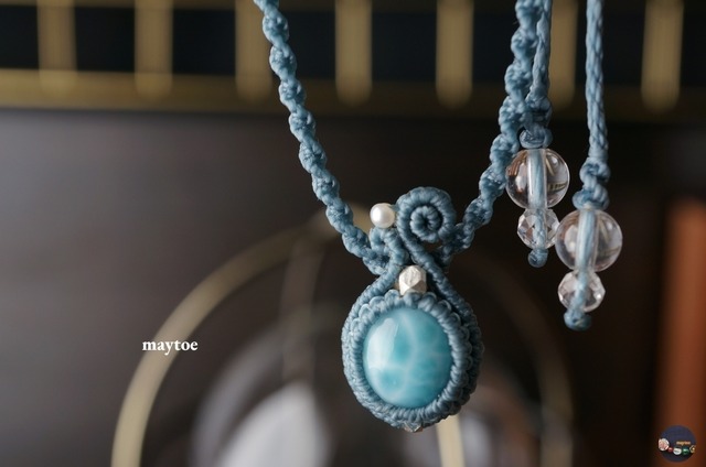 ラリマーのマクラメネックレス ~ 波音 ~