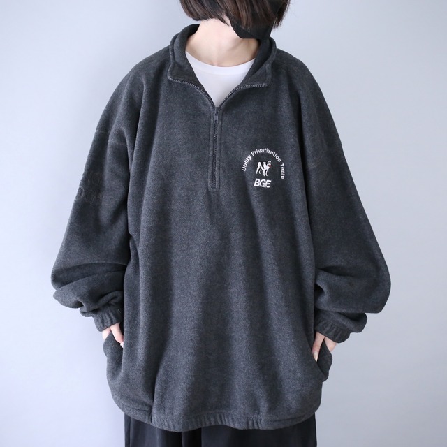 "BIG DOGS" over silhouette half- zip fleece pullover