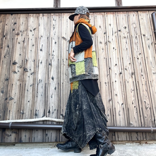 フリース付きパッチワークベスト