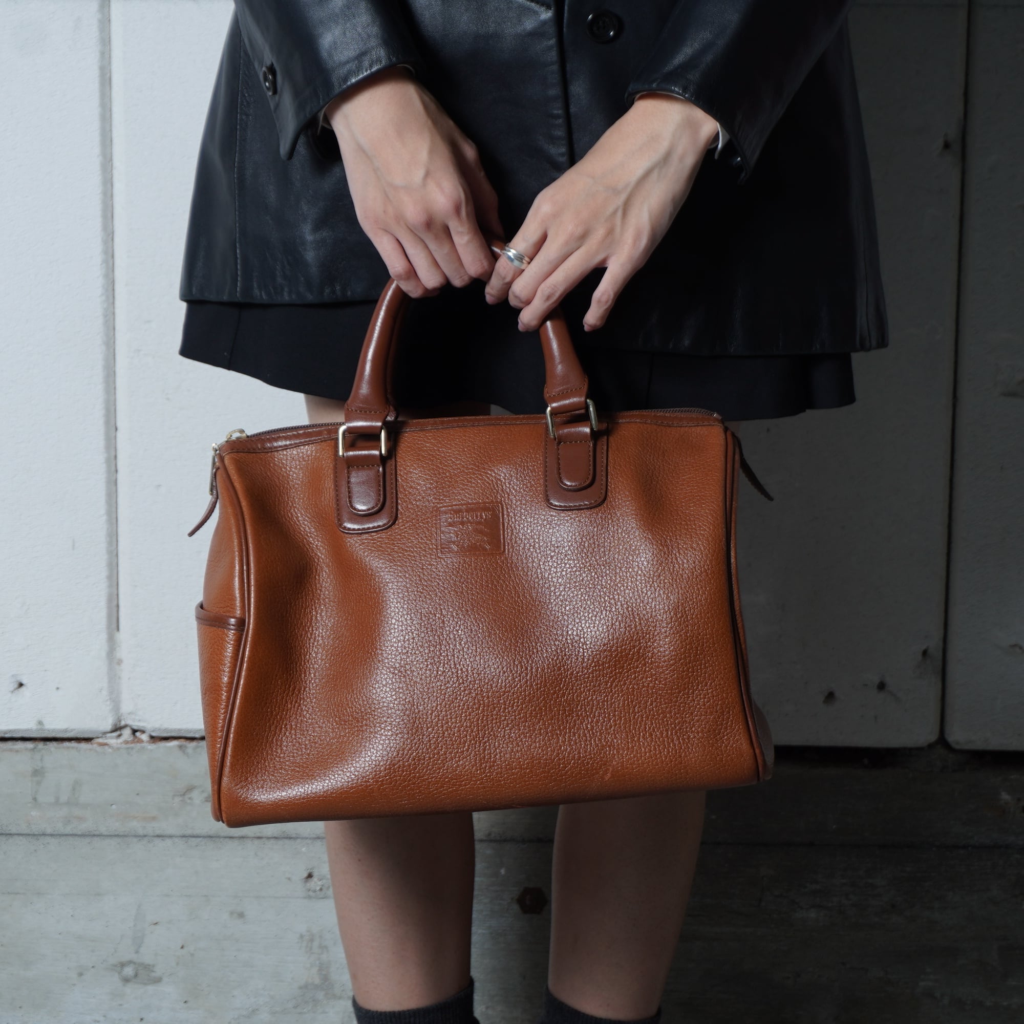 Burberrys ミニボストンバッグ ブラウン Burberrys ブラウンレザー ミニボストンバッグ BURBERRY バーバリー