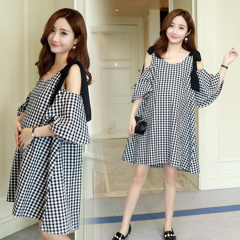 【新作】【送料無料】 夏のマタニティドレス弓スリーブ看護服服妊婦毎日身に着けている縞模様の妊娠 リボン サマー 夏物 ストライプ AL expec310019093060