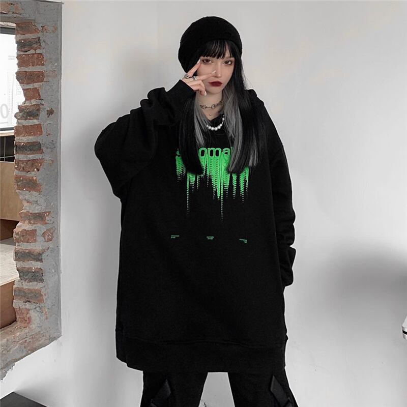 ダークラインカジュアルセーター レディースオータムウィンタールーズトップス フードブラックプルオーバー ロング 長袖 大きめサイズ 秋物 冬物 ケッペル33913302167