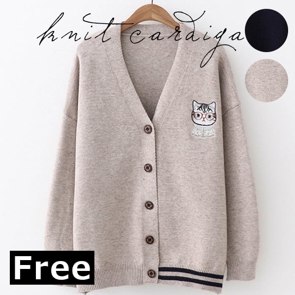 カジュアルに羽織れるアシンメトリーライン長袖カーディガン | catty