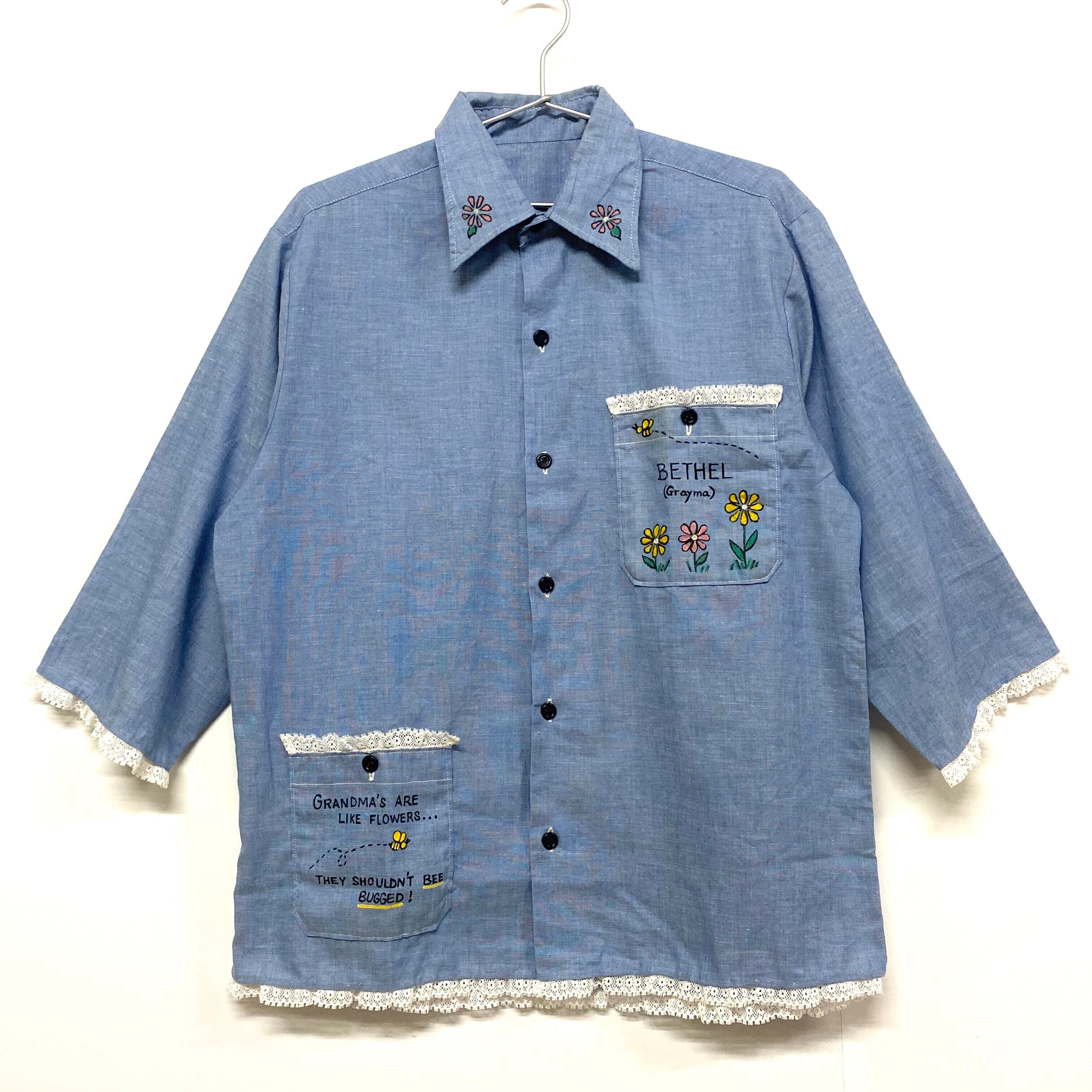 70's USA製 Leeシャンブレーシャツ ハンドペイント ヴィンテージXL