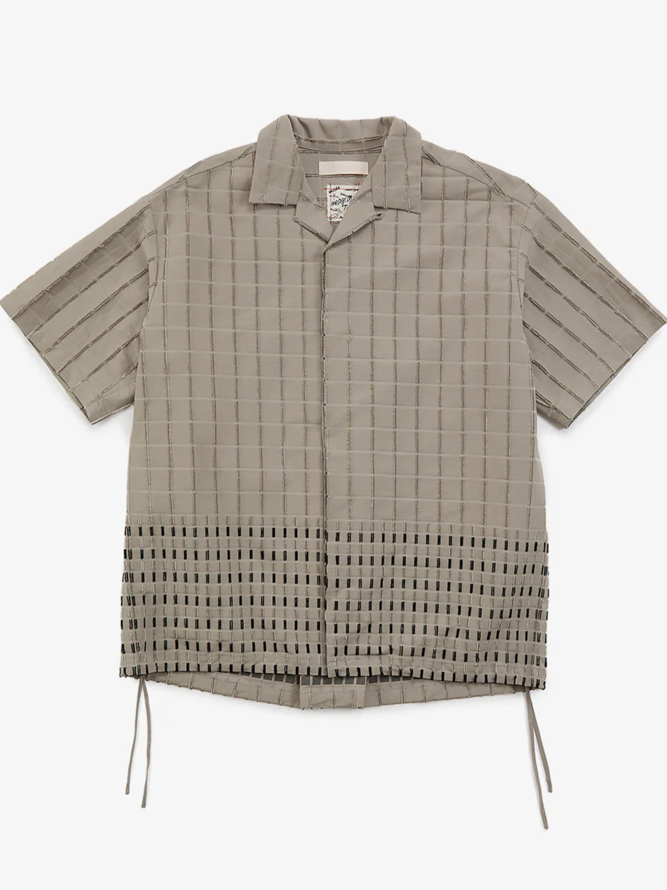 サンプル品 ブロックパターン ショートスリーブ シャツ ベージュ
