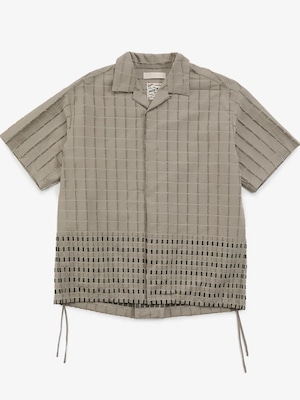サンプル品 ブロックパターン ショートスリーブ シャツ ベージュ