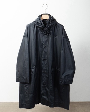 "eskandar" wide silhouette coated cloth coat with hoodie / Made In ENGLAND