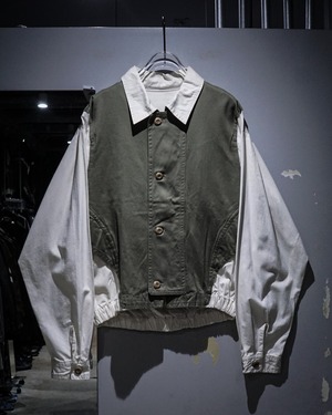 【add (C) vintage】80's Vest Layered Design Euro Vintage Loose Shirt Jacket