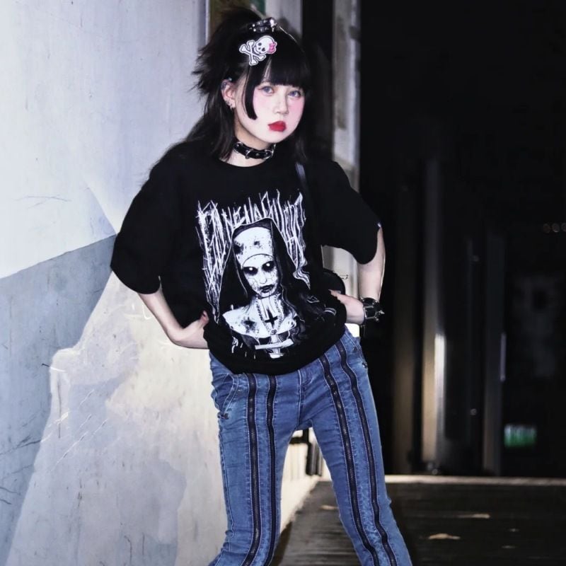 サブカル 服 地雷系 通販 Tシャツ 半袖 ホラー ゾンビ シスター