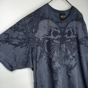希少品　アメリカ製　ハーレーダビットソン　クルーネック　スカルプリント　Tシャツ