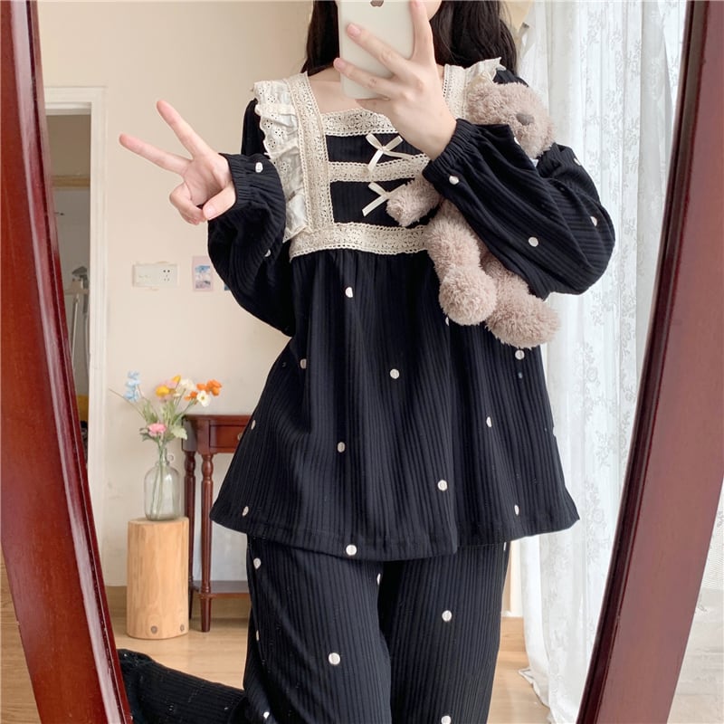 レーススタンダードスタイルレディースオータムスプリング ロング コットン レトロ 春物 秋物 スクウェア 萌量不足52401846891