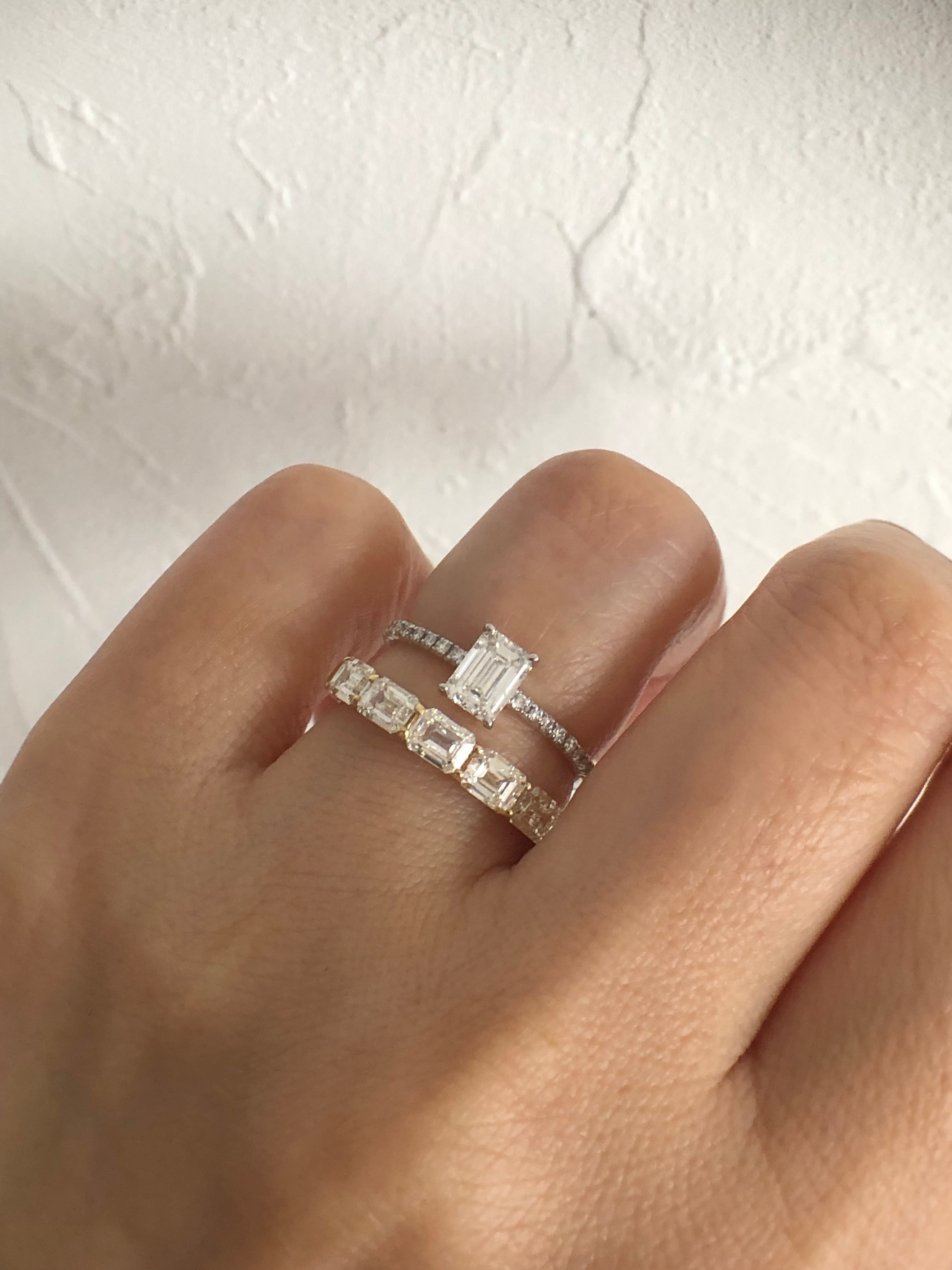 エメラルドカット ダイヤモンド ハーフエタニティリング 1.00ct K18