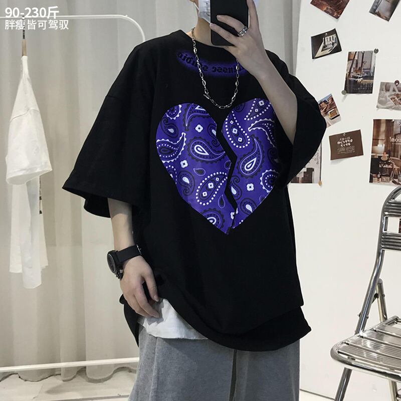 Flowerデザイン 半袖スリーブTシャツ トップス ルーズサマー ショート ハーフスリーブ ストリート 大きめサイズ 夏物 フラワーデザイン ヒップホッププラスサイズ6797999664