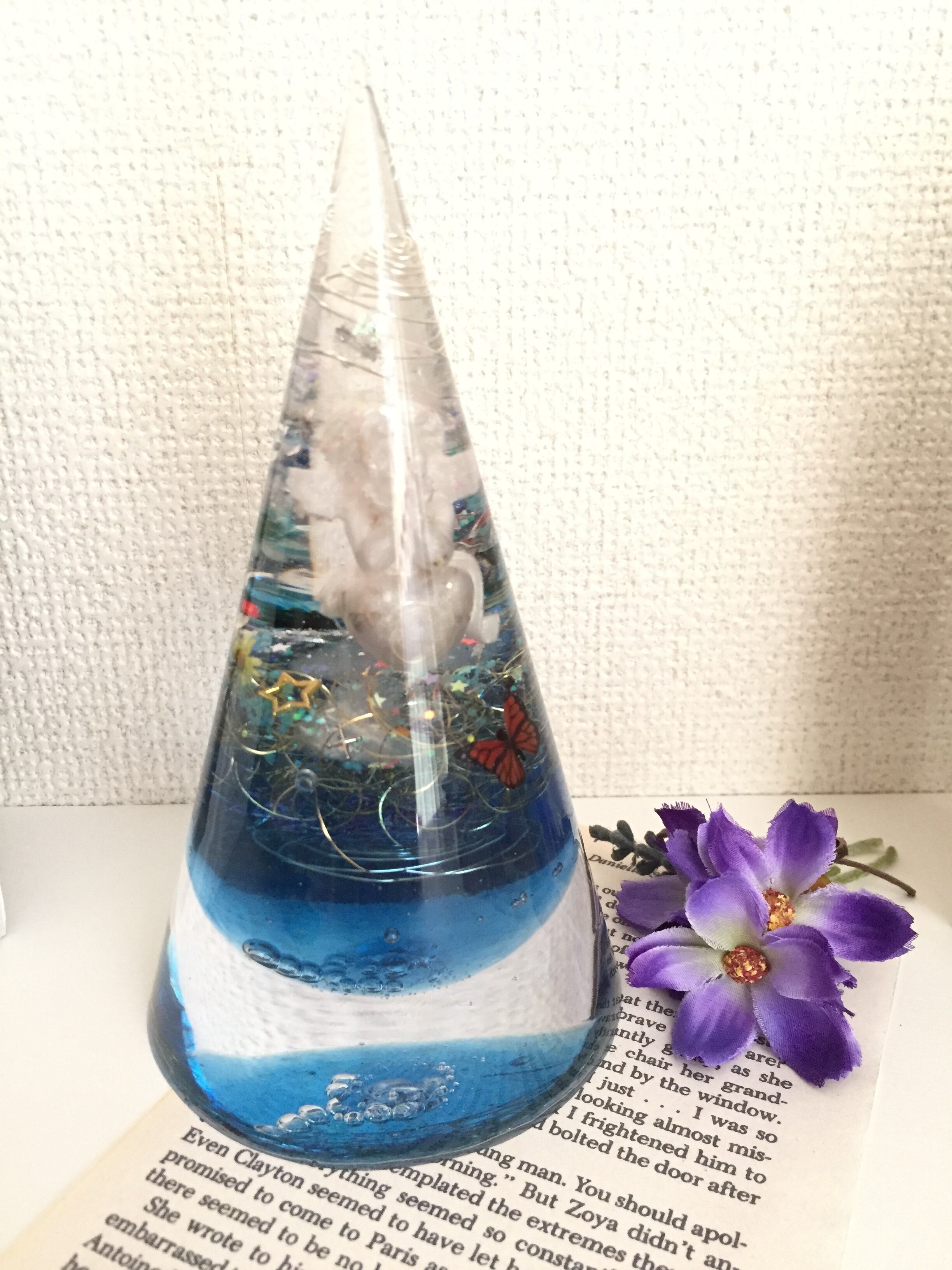愛と希望の石〜聖なる石❁円錐オルゴナイトペンデュラム 】 淡泊