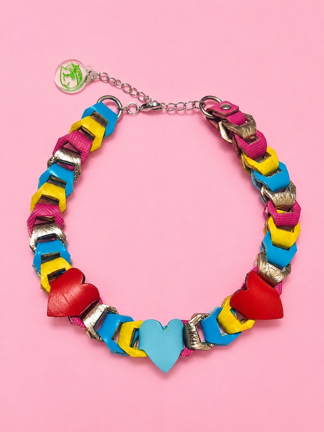 [松浦志穂×OMNES] Leather Chain Choker HEART MULTI