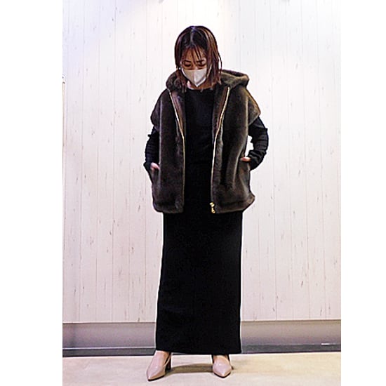 ee460 PASSIONE フェイクファーフードベスト536403 | lmnstore