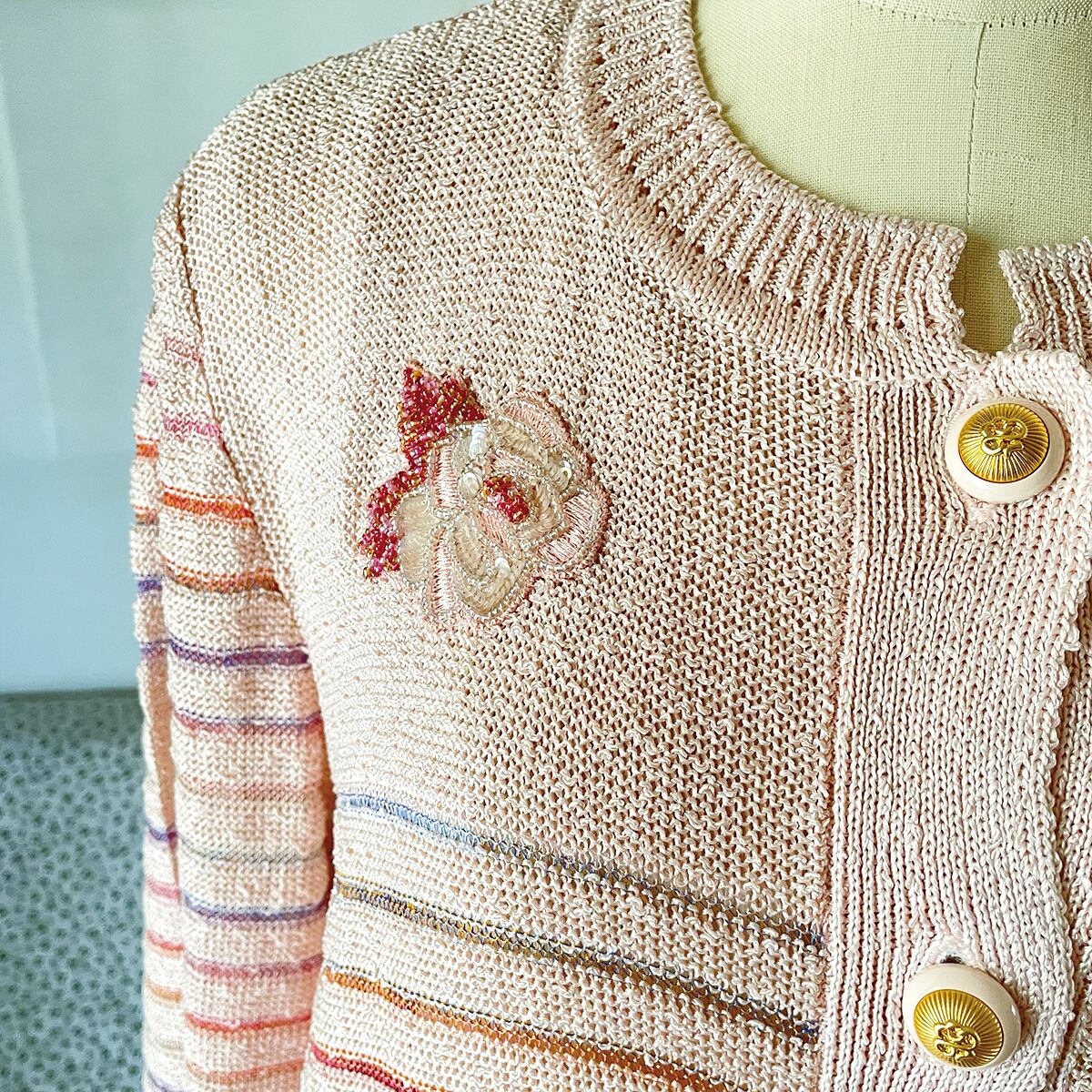 Vintage】虹色カーディガン ビーズ刺繍 サマーニット 古着 | aruiteru