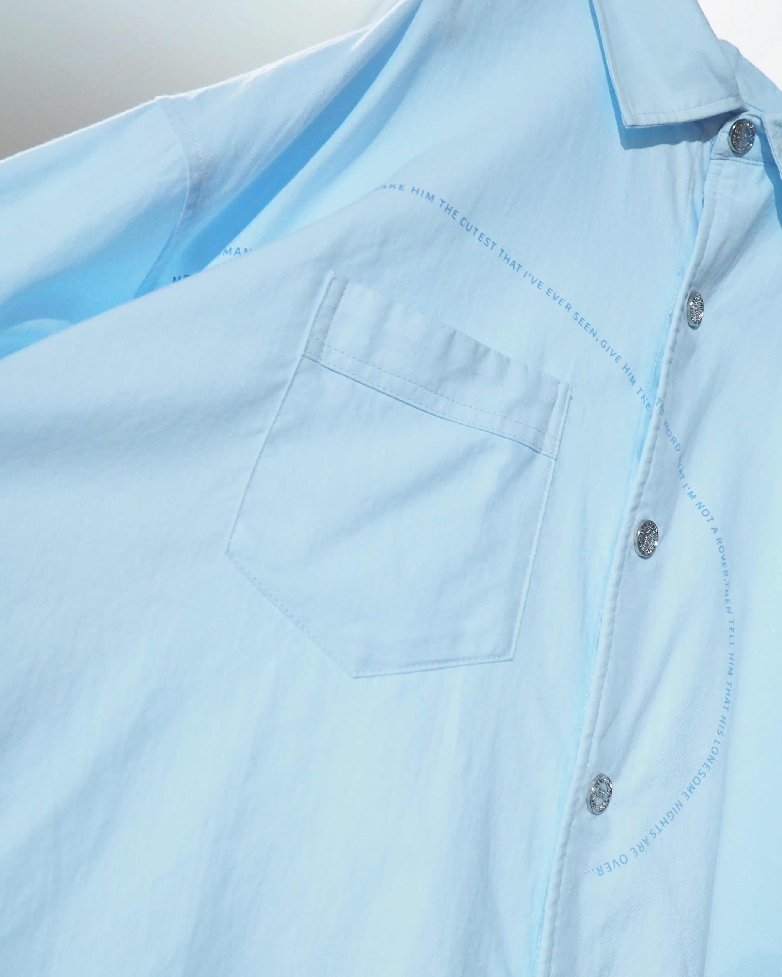 " EAFINETAL " Knit Docking Over silhouette Light Blue shirt