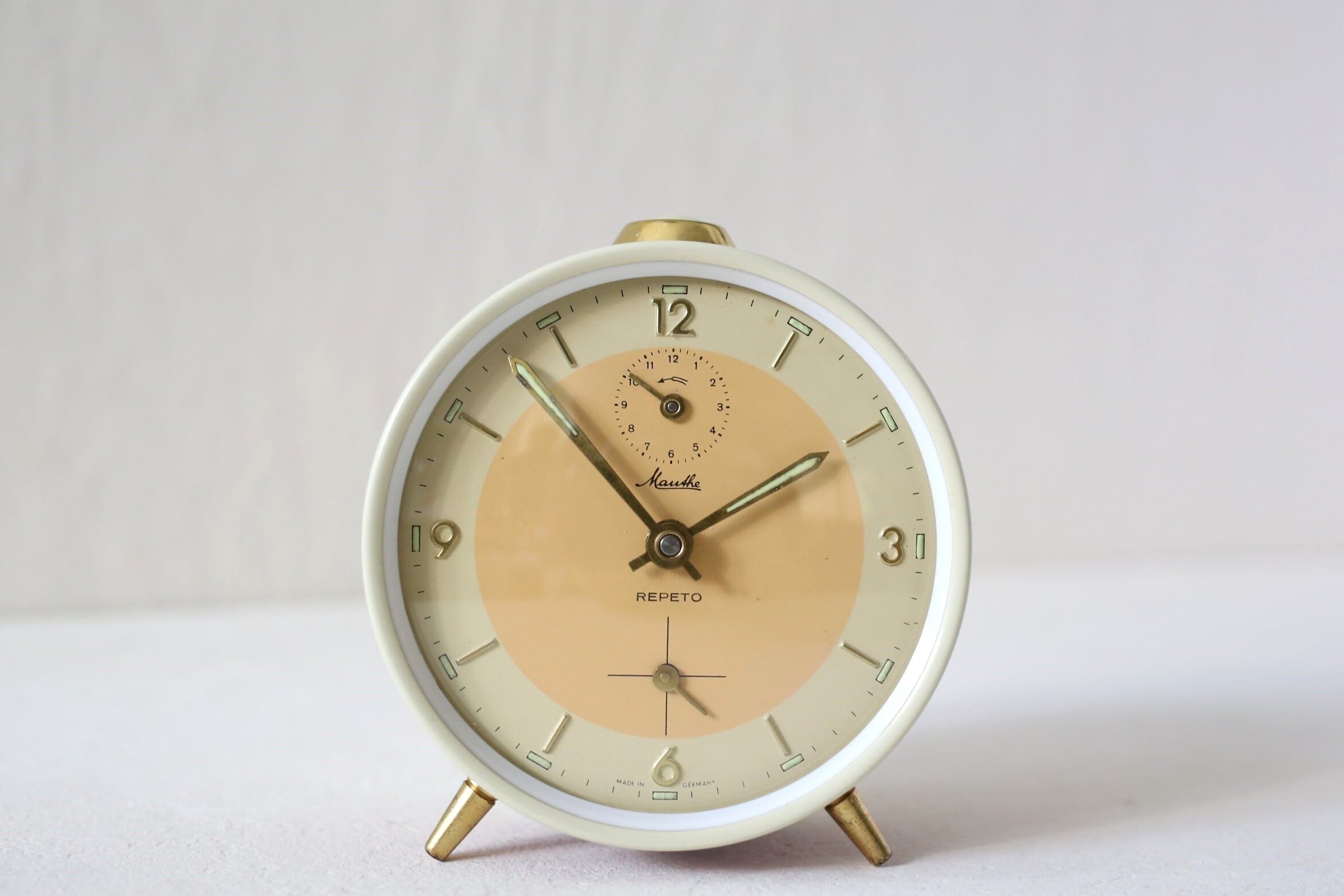 ドイツ アンティーク ヴィンテージ Mauthe 目覚まし時計 ツートン
