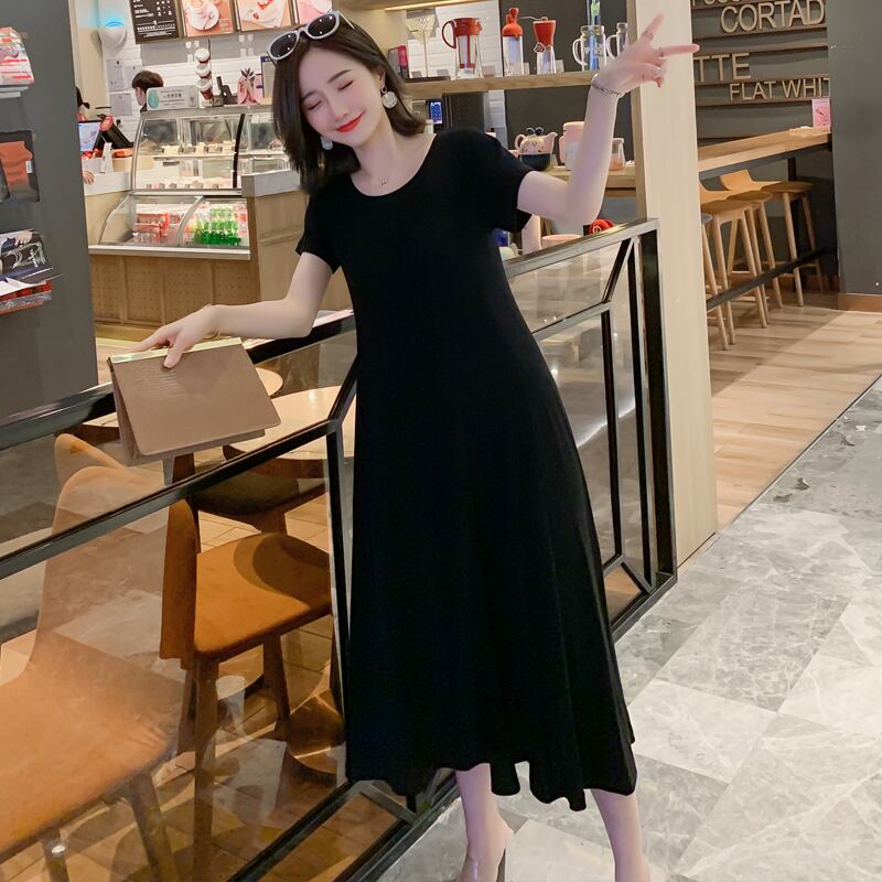 【新作】【送料無料】 972＃コットンモーダルマタニティロングドレススリムAラインボディコン服妊婦夏妊娠 サマー 夏物 AL expec385795214306