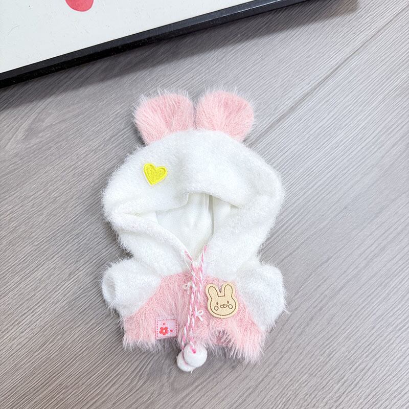 Labubu 1-3代用 秋冬 ふわふわ フード付きうさぎ耳トップス＋スカート